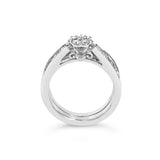 Sterling Silver 1/2 Cttw Diamond Cluster Flower Bridal Set