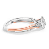 14K Rose Gold Plated Sterling Silver 1/10 Cttw Diamond Heart Motif Ring