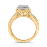 14K Yellow Gold Plated Sterling Silver 1/2 Cttw Diamond Square Cluster Bridal Set