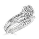 Sterling Silver 1/5 Cttw Diamond Heart Motif Bridal Set