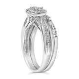 Sterling Silver 1/5 Cttw Diamond Heart Motif Bridal Set