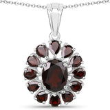 13.82 Carat Genuine Garnet and White Topaz .925 Sterling Silver 3 Piece Jewelry Set (Ring, Earrings, and Pendant w/ Chain)