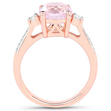 2.73 Carat Genuine Kunzite and White Topaz .925 Sterling Silver Ring