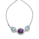 .925 Sterling Silver Oval Amethyst and Pear Blue Topaz with Diamond Accent Lariat 4â€-10â€ Adjustable Bolo Bracelet (H-I Color, SI1-SI2 Clarity)