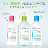 Bioderma Sebium H2O Cleansing Water for Combination/Oily Skin - 8.45 fl oz, Non-Comedogenic, No-Rinse Formula
