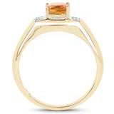 14K Yellow Gold Plated 1.36 Carat Genuine Citrine & White Topaz .925 Sterling Silver Ring