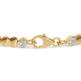 Gold Vermeil .925 Sterling Silver 1/7 Cttw Diamond Puff Heart Bangle Bracelet