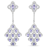 3.90 Carat Genuine Tanzanite and White Topaz .925 Sterling Silver Earrings