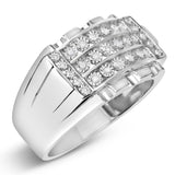 .925 Sterling Silver 1/4 Cttw Diamond Three Row Channel Band Ring (I-J Color, I3 Clarity) - Size 10
