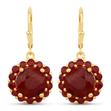 11.37 Carat Dyed Ruby and Ruby .925 Sterling Silver Earrings