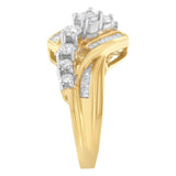 10K Two-Toned Diamond Bypass Ring (1 Cttw, H-I Color, SI2-I1 Clarity) - Size 6-1/2