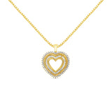 14K Yellow Gold Plated .925 Sterling Silver 1.0 Cttw Round and Baguette-Cut Diamond Composite Hearth 18" Pendant Necklace (I-J Color, I1-I2 Clarity)