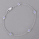0.50 Carat Genuine Tanzanite .925 Sterling Silver Bracelet