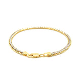 Two-Toned Fine Wheat Chain Bracelet in 10k Yellow and White Gold