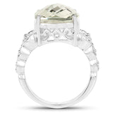 6.74 Carat Genuine Green Amethyst .925 Sterling Silver Ring