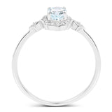 0.48 Carat Genuine Aquamarine and White Diamond 14K White Gold Ring