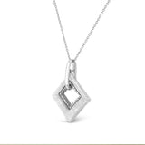 .925 Sterling Silver Pave-Set Diamond Accent Kite Shape 18" Pendant Necklace (I-J Color, I1-I2 Clarity)