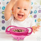 Babyjem Non-Spill Bowl Pink - 360-Degree Rotating | Baby Feeding