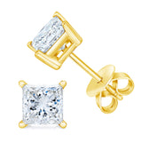 14K Yellow Gold 3/8 Cttw Princess-Cut Square Near Colorless Diamond Classic 4-Prong Solitaire Stud Earrings (J-K Color, SI1-SI2 Clarity)