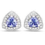 3.22 Carat Genuine Tanzanite & White Topaz .925 Sterling Silver Ring
