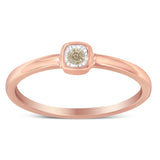 14K Rose Gold Plated .925 Sterling Silver 1/20 Carat Diamond Square Cushion-Shaped Miracle Set Petite Fashion Promise Ring (J-K Color, I1-I2 Clarity) - Size 6