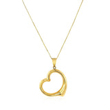 14k Yellow Gold Floating Heart Drop Pendant
