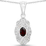 0.63 Carat Genuine Garnet and White Topaz .925 Sterling Silver Pendant