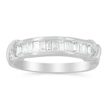 .925 Sterling Silver 1/2 Cttw Baguette Cut Diamond Channel Set X-Station Wedding Ring (H-I Color, I1-I2 Clarity) - Size 6-1/2