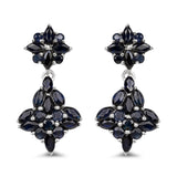 3.33 Carat Genuine Blue Sapphire .925 Sterling Silver Earrings