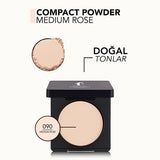 Flormar Compact Powder 090 Medium Rose - Matte Finish, High Coverage Makeup