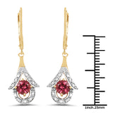 1.20 Carat Genuine Pink Tourmaline .925 Sterling Silver Earrings
