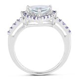 1.41 Carat Genuine Aquamarine & Tanzanite .925 Sterling Silver Ring