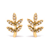 10K Yellow Gold 1/10 Cttw Diamond Accented Leaf and Branch Stud Earrings (H-I Color, I1-I2 Clarity)