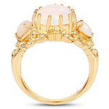 14K Yellow Gold Plated 3.26 Carat Genuine Ethiopian Opal .925 Sterling Silver Ring