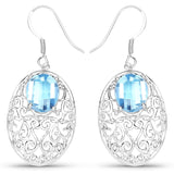 10.72 Carat Genuine Blue Topaz .925 Sterling Silver Earrings