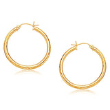 14k Yellow Gold Hoop Earring with Diamond-Cut Finish (30 mm Diameter)