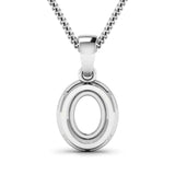 0.18 Carat Genuine White Diamond 14K White Gold Semi Mount Pendant - holds 8x6mm Oval Gemstone