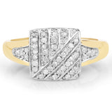14K Yellow Gold Plated 0.23 Carat Genuine White Diamond .925 Sterling Silver Ring