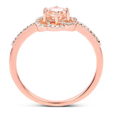 0.54 Carat Genuine Morganite and White Diamond 14K Rose Gold Ring