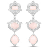 6.97 Carat Genuine Pink Opal and White Topaz .925 Sterling Silver Earrings