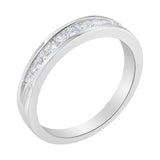 .925 Sterling Silver 1/2 Cttw Princess-Cut Diamond Channel-Set Half-Eternity Wedding or Anniversary Band Ring (H-I Color, I2 Clarity) - Size 6