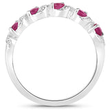 0.69 Carat Genuine Ruby and White Topaz .925 Sterling Silver Ring