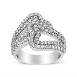14K White Gold 1 1/2 Cttw Diamond Open Double Heart Bypass Ring Band (H-I Color, VS1-VS2 Clarity) - Ring Size 7