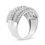 .925 Sterling Silver 2.00 Cttw Round and Baguette-Cut Diamond Cluster Ring (H-I Color, I1-I2 Clarity) - Size 7