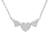 14K White Gold 1.0 Cttw Princess Cut Diamond Three Heart 18" Statement Pendant Necklace (H-I Color, SI2-I1 Clarity)
