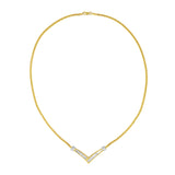 10K Yellow and White Gold 1/2 Cttw Princess Cut Diamond Channel-Set â€œVâ€ Shape 18" Franco Chain Necklace (H-I Color, SI2-I1 Clarity)