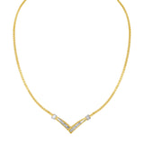 10K Yellow and White Gold 1/2 Cttw Princess Cut Diamond Channel-Set â€œVâ€ Shape 18" Franco Chain Necklace (H-I Color, SI2-I1 Clarity)