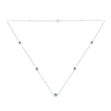 Sterling Silver Treated Blue Color Diamond Station Necklace (1/2 cttw, Blue Color, I2-I3 Clarity)