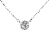 .925 Sterling Silver 1/2 Cttw Round Diamond Medallion Multi-Strand Tri Pendant 18" Necklace (H-I Color, I2-I3 Clarity)