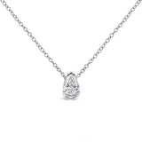 14K White Gold 1/5 Cttw Pear Shape Solitaire Diamond 18" Pendant Necklace (G-H Color, VS2-SI1 Clarity)